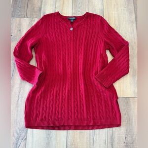 Ralph Lauren Women's Red Cable Knit Sweater